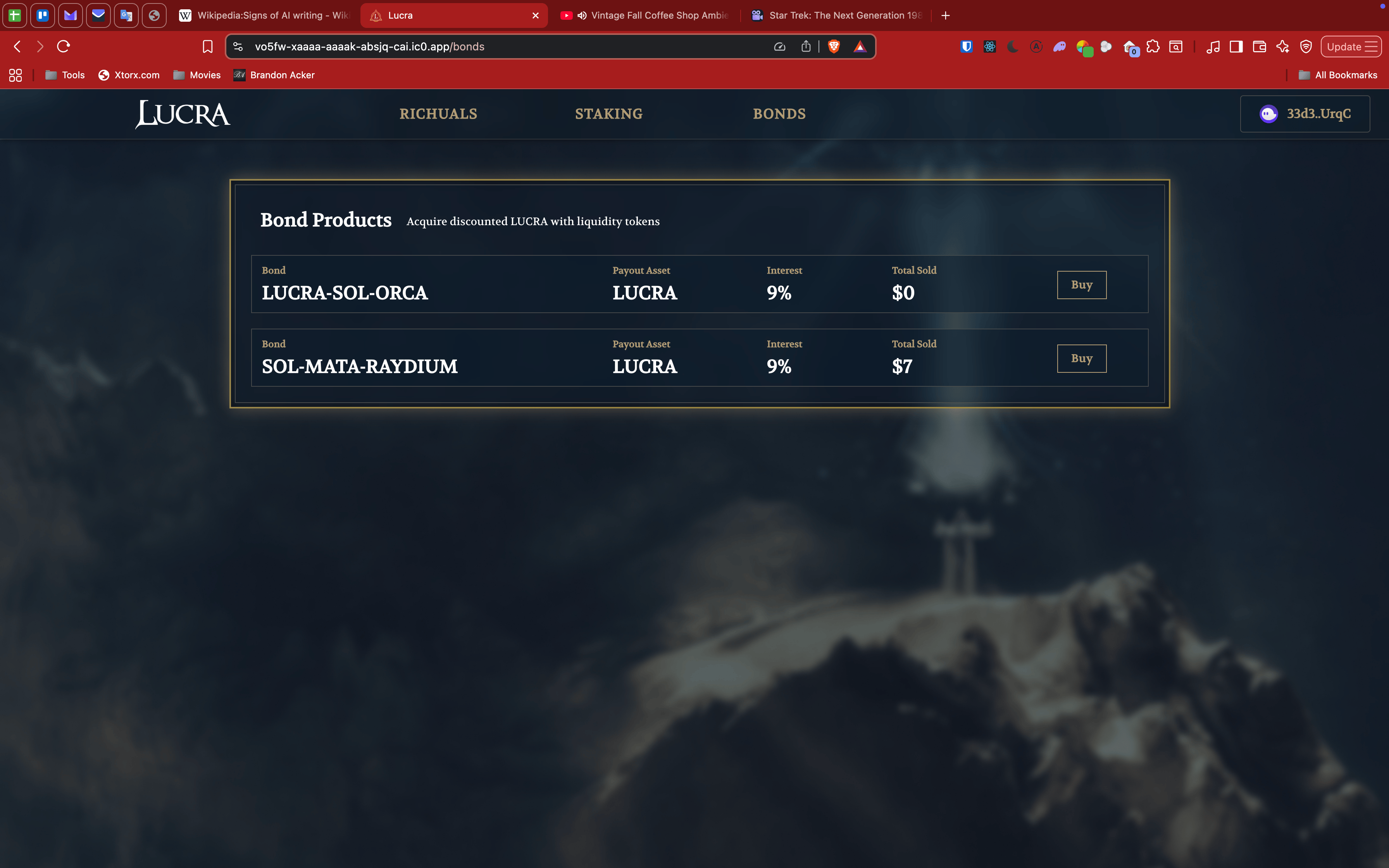 Lucra bond market interface