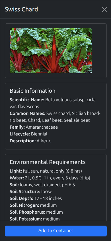 Mobile plant detail sheet with environmental requirements